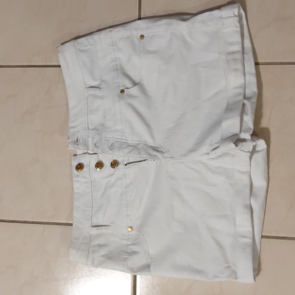 White Arden B. Cuffed Shorts - High Waist